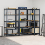 5-Layer Heavy-duty Shelves 3 pcs Anthracite Steel&Engineered Wood
