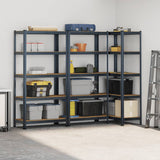 5-Layer Heavy-duty Shelves 3 pcs Anthracite Steel&Engineered Wood - Side View
