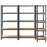 5-Layer Heavy-duty Shelves 3 pcs Anthracite Steel&Engineered Wood - Top-Down View