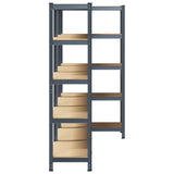 5-Layer Heavy-duty Shelves 3 pcs Anthracite Steel&Engineered Wood - 45-Degree Angle