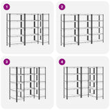 5-Layer Heavy-duty Shelves 3 pcs Anthracite Steel&Engineered Wood