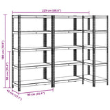 5-Layer Heavy-duty Shelves 3 pcs Anthracite Steel&Engineered Wood - Extra Image