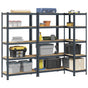 5-Layer Heavy-duty Shelves 3 pcs Anthracite Steel&Engineered Wood