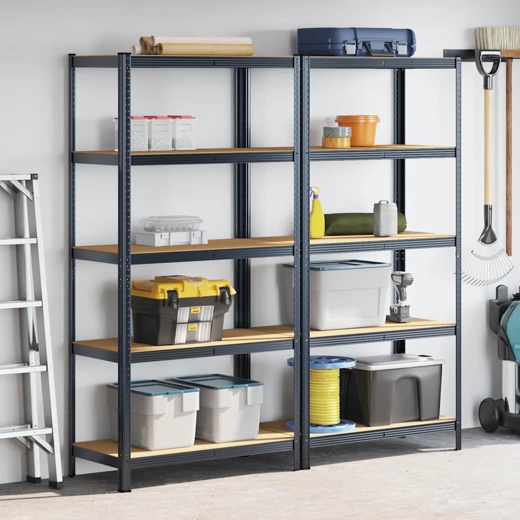 5-Layer Storage Shelves 2 pcs Anthracite Steel&Engineered Wood