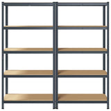 5-Layer Storage Shelves 2 pcs Anthracite Steel&Engineered Wood - Front View