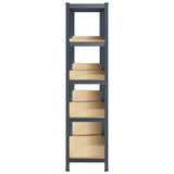 5-Layer Storage Shelves 2 pcs Anthracite Steel&Engineered Wood - Side View