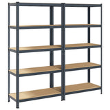 5-Layer Storage Shelves 2 pcs Anthracite Steel&Engineered Wood - Top-Down View
