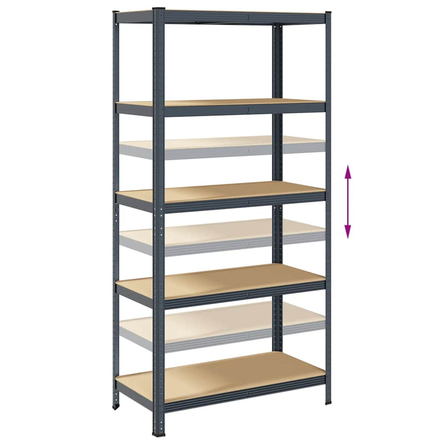 5-Layer Storage Shelves 2 pcs Anthracite Steel&Engineered Wood