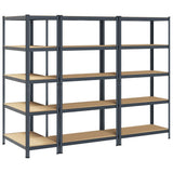 5-Layer Storage Shelves 3 pcs Anthracite Steel&Engineered Wood
