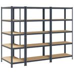 5-Layer Storage Shelves 3 pcs Anthracite Steel&Engineered Wood