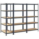 5-Layer Storage Shelves 3 pcs Anthracite Steel&Engineered Wood - Front View