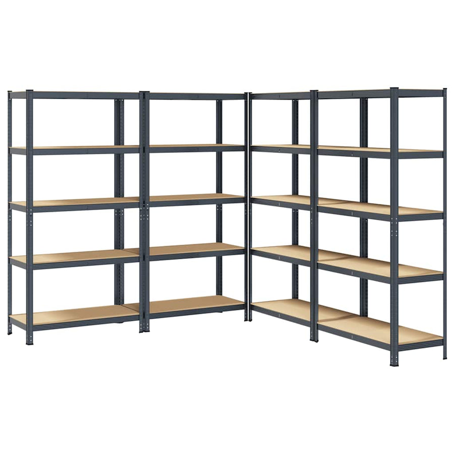 5-Layer Storage Shelves 4 pcs Anthracite Steel&Engineered Wood