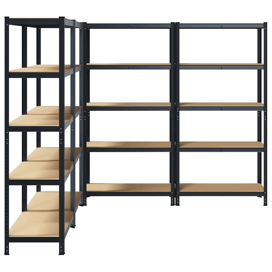 5-Layer Storage Shelves 4 pcs Anthracite Steel&Engineered Wood