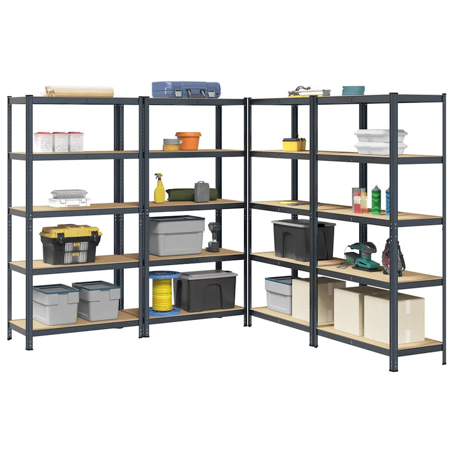 5-Layer Storage Shelves 4 pcs Anthracite Steel&Engineered Wood