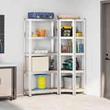 2 Piece 5-Layer Shelves Set Silver Steel&Engineered Wood