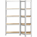 2 Piece 5-Layer Shelves Set Silver Steel&Engineered Wood