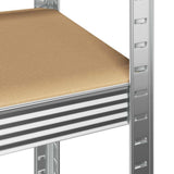 2 Piece 5-Layer Shelves Set Silver Steel&Engineered Wood - Close-Up Angle