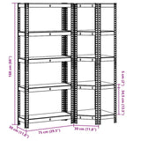 2 Piece 5-Layer Shelves Set Silver Steel&Engineered Wood - Extra Image