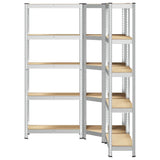 3 Piece 5-Layer Shelves Set Silver Steel&Engineered Wood - Top-Down View