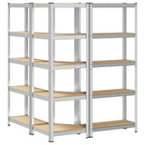 3 Piece 5-Layer Shelves Set Silver Steel&Engineered Wood - Rear View
