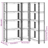 3 Piece 5-Layer Shelves Set Silver Steel&Engineered Wood - Side View