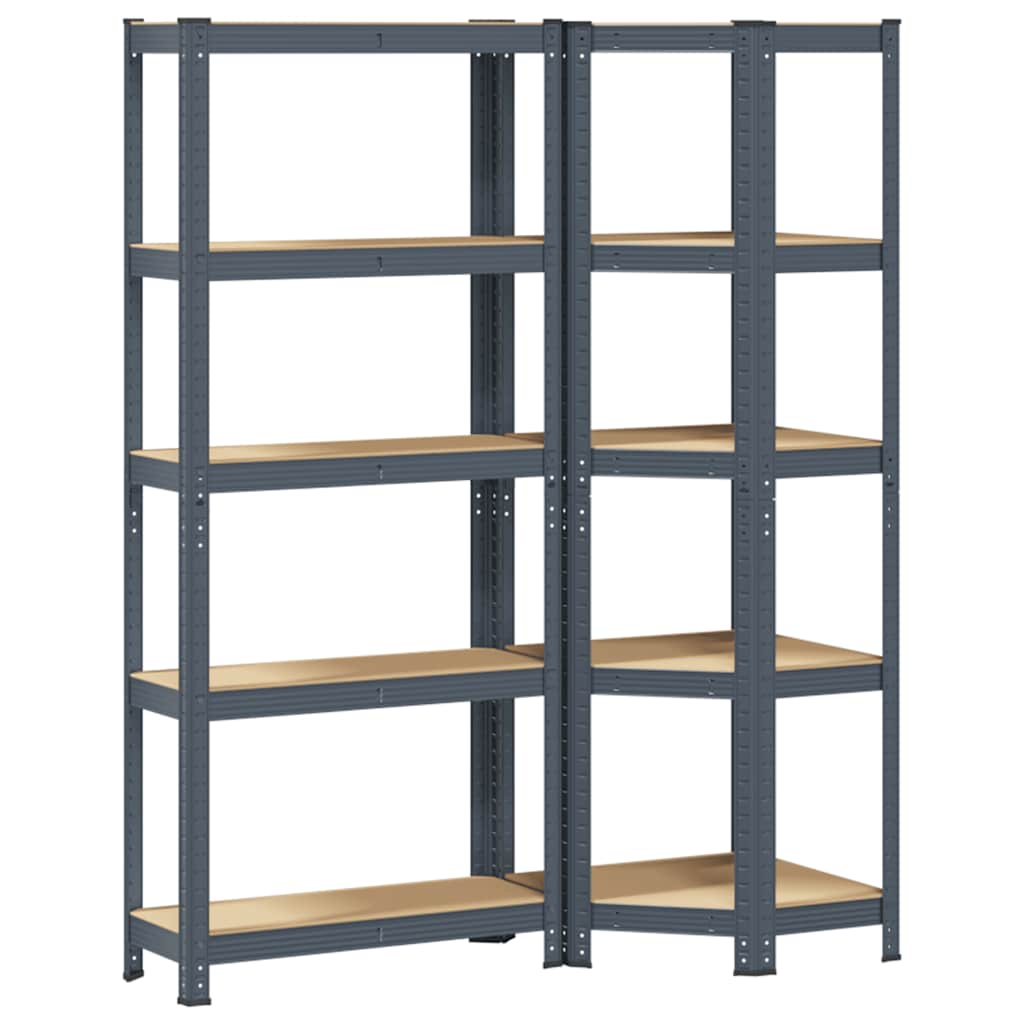 2 Piece 5-Layer Shelves Set Anthracite Steel&Engineered Wood