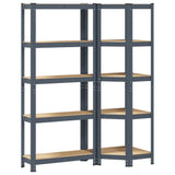 2 Piece 5-Layer Shelves Set Anthracite Steel&Engineered Wood