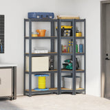 2 Piece 5-Layer Shelves Set Anthracite Steel&Engineered Wood - Front View