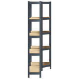 2 Piece 5-Layer Shelves Set Anthracite Steel&Engineered Wood - Side View