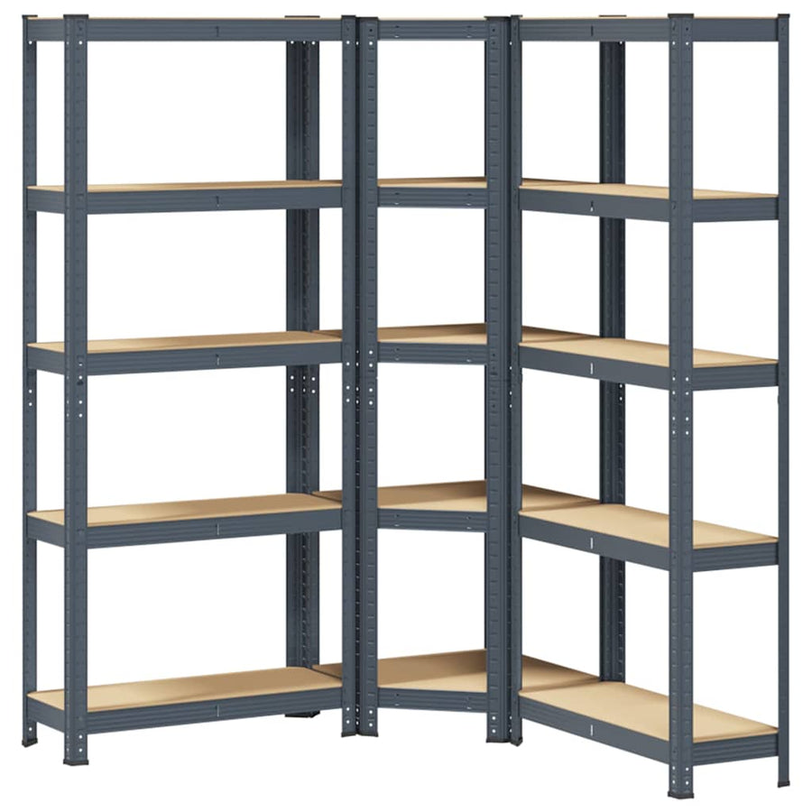 3 Piece 5-Layer Shelves Set Anthracite Steel&Engineered Wood
