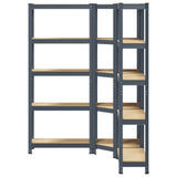 3 Piece 5-Layer Shelves Set Anthracite Steel&Engineered Wood - Top-Down View