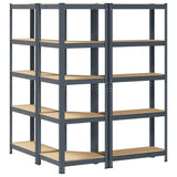 3 Piece 5-Layer Shelves Set Anthracite Steel&Engineered Wood - Rear View