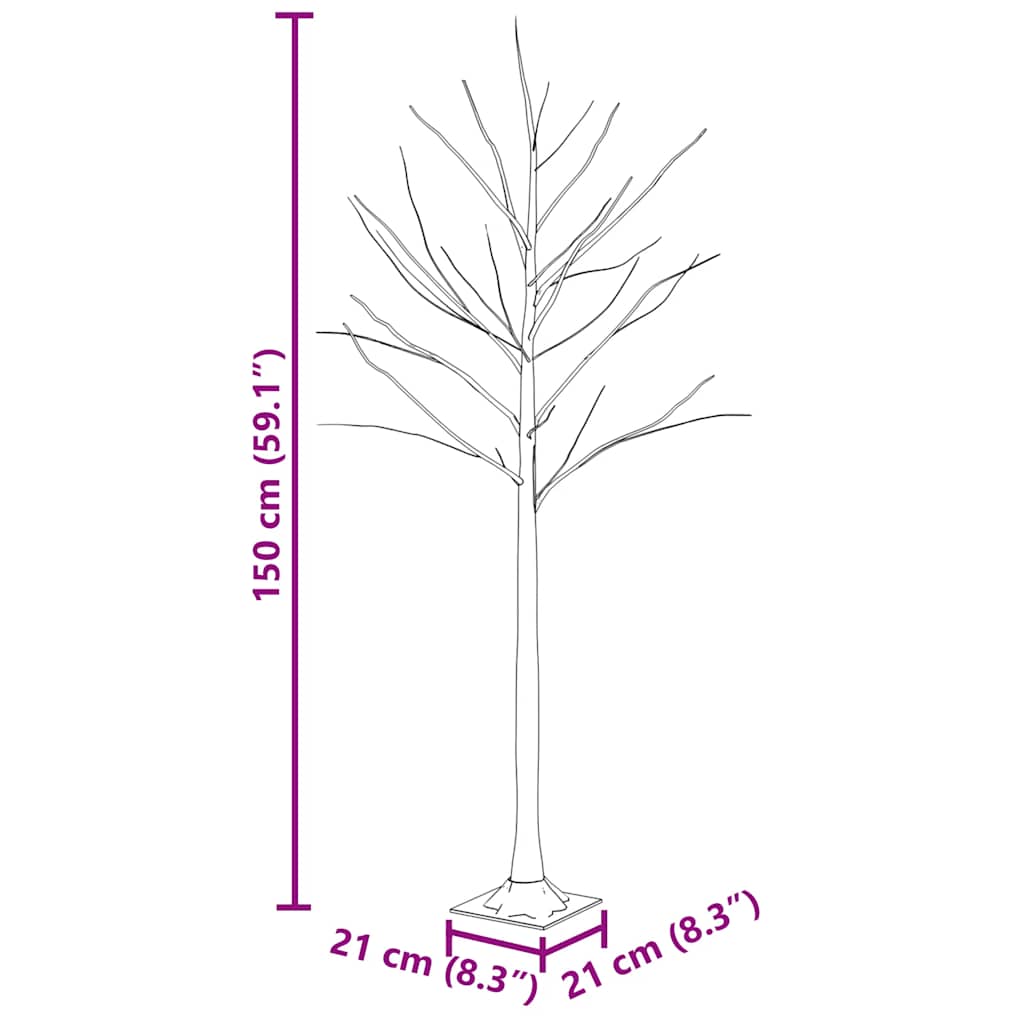 Artificial Christmas Tree Warm White 72 LEDs 150 cm White Birch