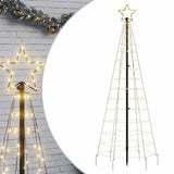 LED Christmas Tree with Spikes 220 LEDs Warm White 180 cm - Front View