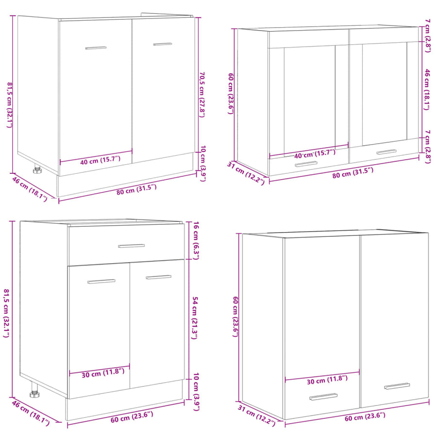 4 Piece Kitchen Cabinet Set Lyon Sonoma Oak Engineered Wood