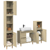 3 Piece Bathroom Furniture Set Sonoma Oak Engineered Wood - Side View