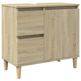 3 Piece Bathroom Furniture Set Sonoma Oak Engineered Wood - Low Angle
