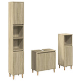 3 Piece Bathroom Furniture Set Sonoma Oak Engineered Wood - Front View