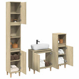 3 Piece Bathroom Furniture Set Sonoma Oak Engineered Wood - Side View
