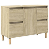 3 Piece Bathroom Furniture Set Sonoma Oak Engineered Wood - Top-Down View