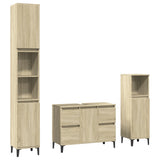 3 Piece Bathroom Furniture Set Sonoma Oak Engineered Wood - Front View