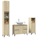 3 Piece Bathroom Furniture Set Sonoma Oak Engineered Wood - Side View