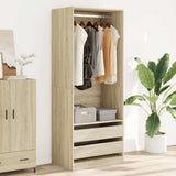 Wardrobe Sonoma Oak 80x50x200 cm Engineered Wood - Side View