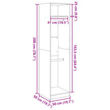Wardrobe White 50x50x200 cm Engineered Wood - Extra Image