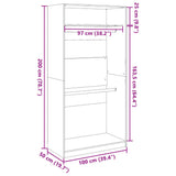 Wardrobe White 100x50x200 cm Engineered Wood