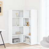Corner Bookcase 4-Tier White 85x85x140 cm Engineered Wood - Side View