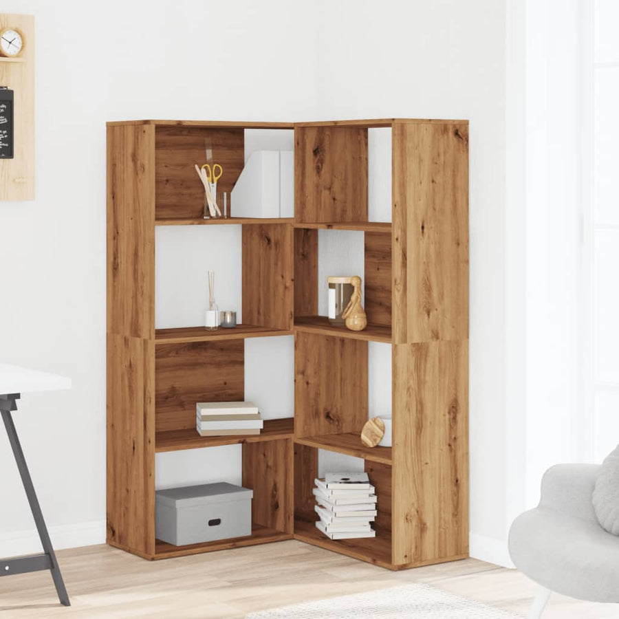 Corner Bookcase 4-Tier Artisian Oak 85x85x140cm Engineered Wood