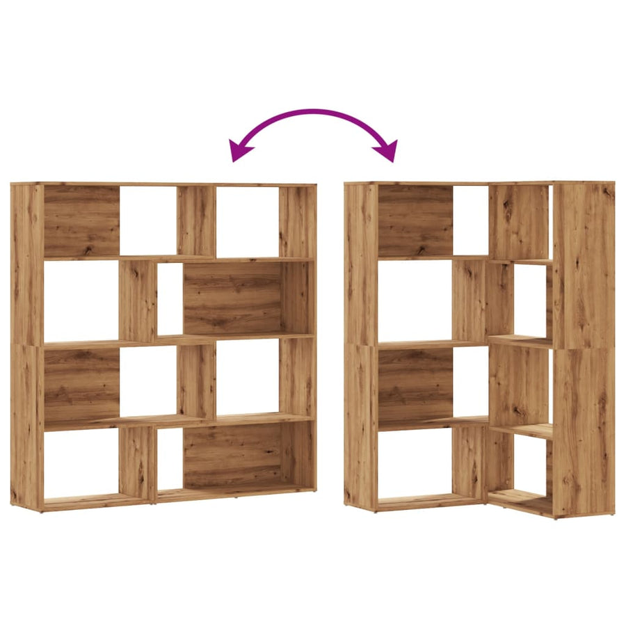 Corner Bookcase 4-Tier Artisian Oak 85x85x140cm Engineered Wood