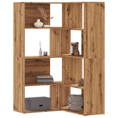 Corner Bookcase 4-Tier Artisian Oak 85x85x140cm Engineered Wood