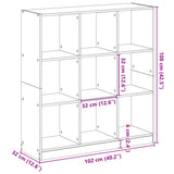 Bookcase White 102x32x108 cm Engineered Wood